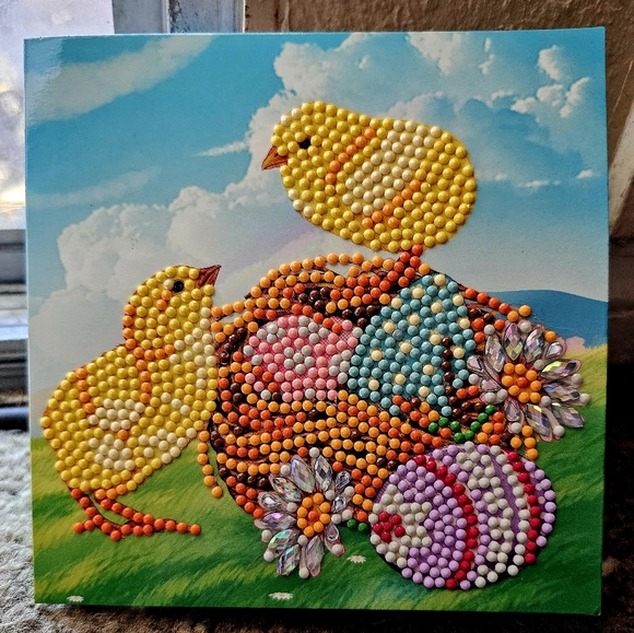 Curious Chick's Easter Card Diamond Painted Unique - Picture 4 of 6